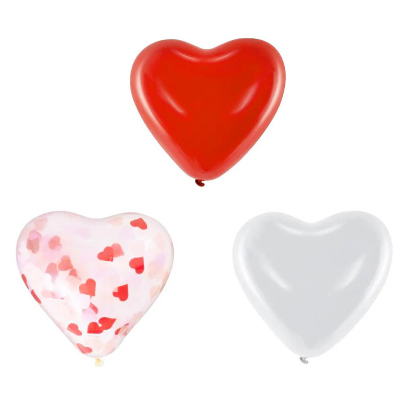 Ballons cœur et confettis x6